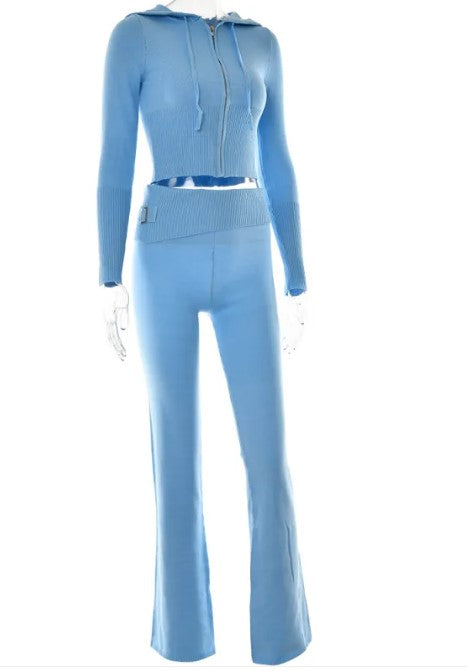 Knitted Hooded Suits Two-piece Set