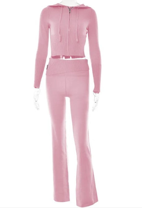 Knitted Hooded Suits Two-piece Set