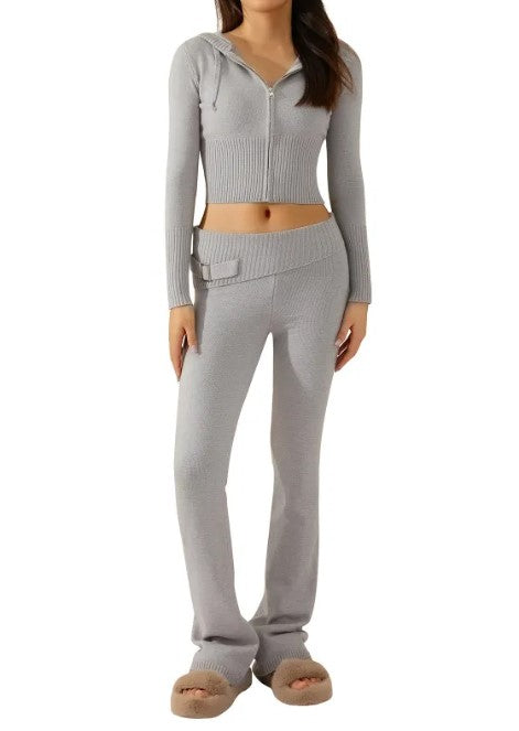 Knitted Hooded Suits Two-piece Set