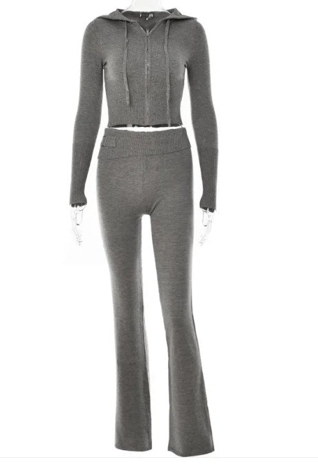 Knitted Hooded Suits Two-piece Set